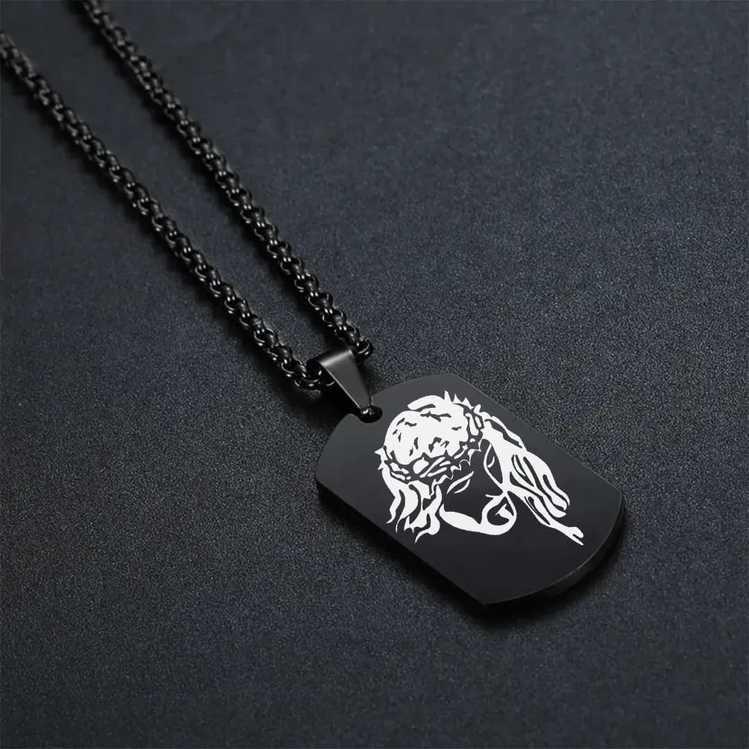 Cadena Rostro de Cristo Negra