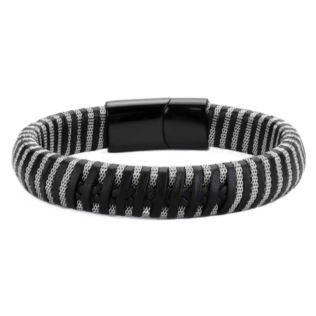 Brazalete de Cuero Estela Plateada