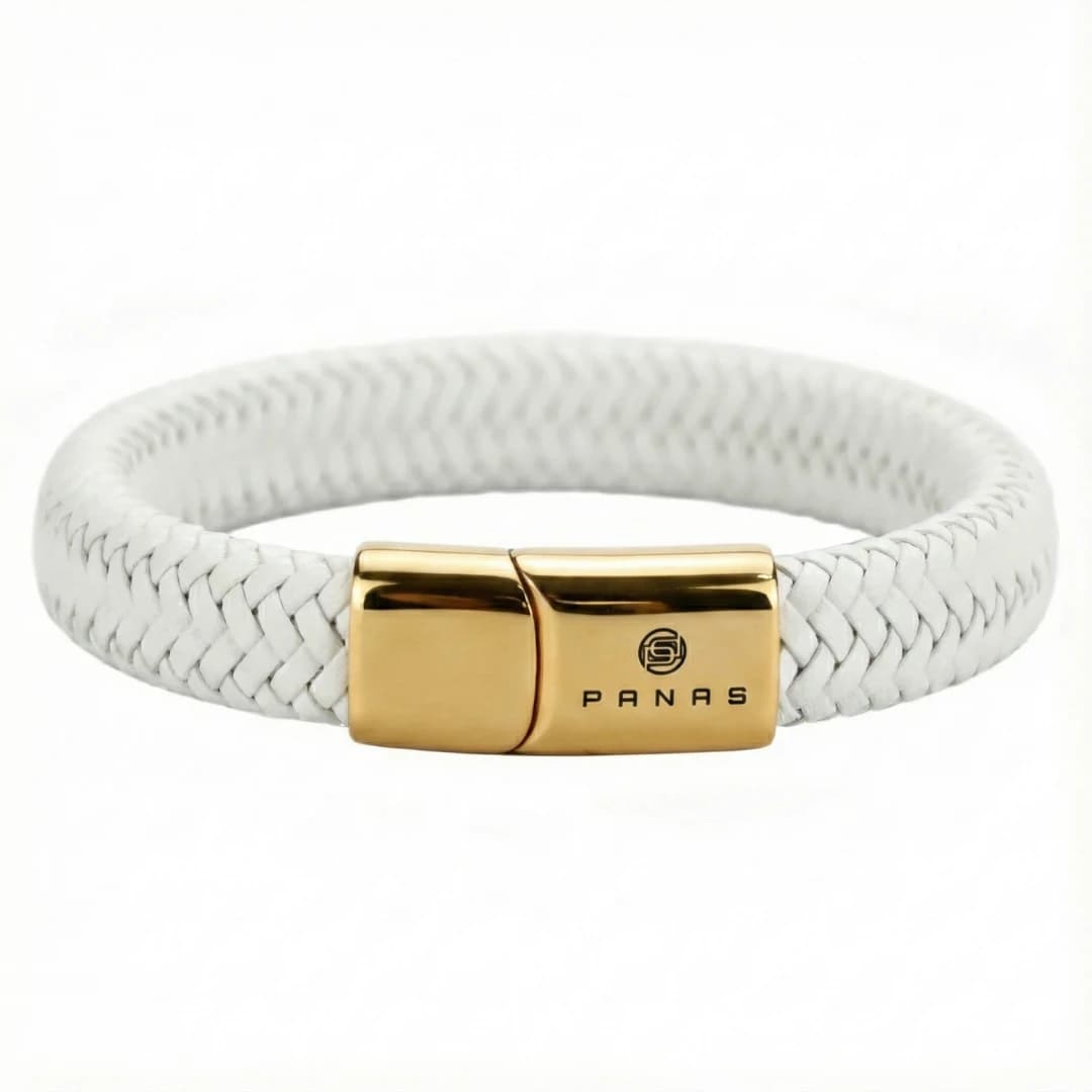 Brazalete de Cuero Aura Dorada