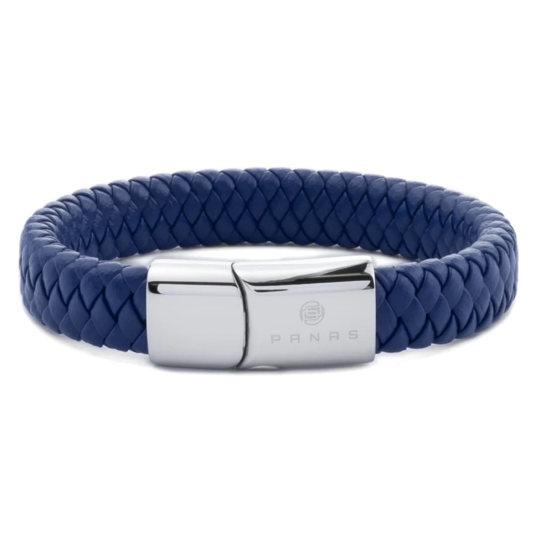 Brazalete de Cuero Azul Profundo