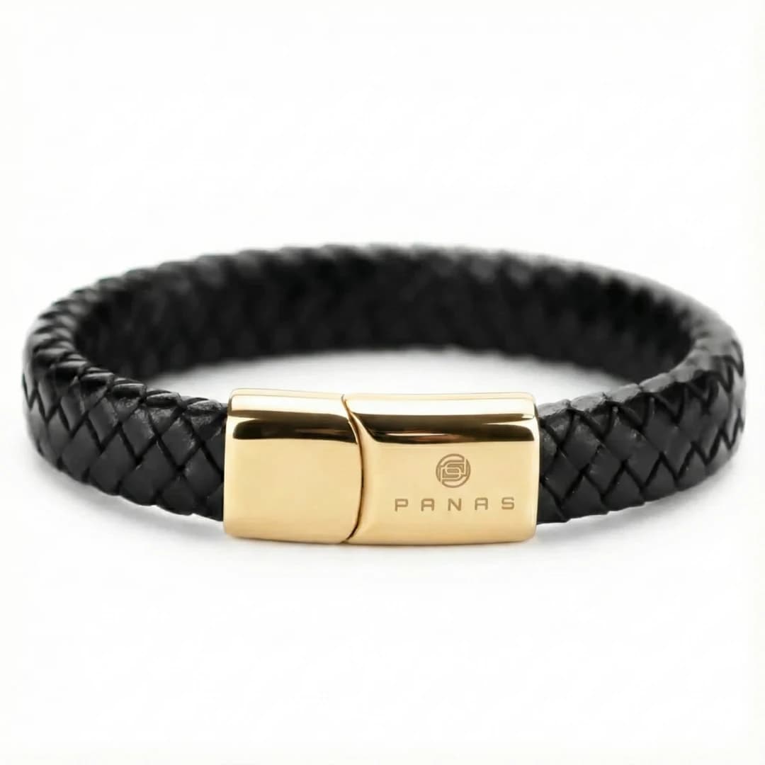 Brazalete de Cuero Sello Dorado