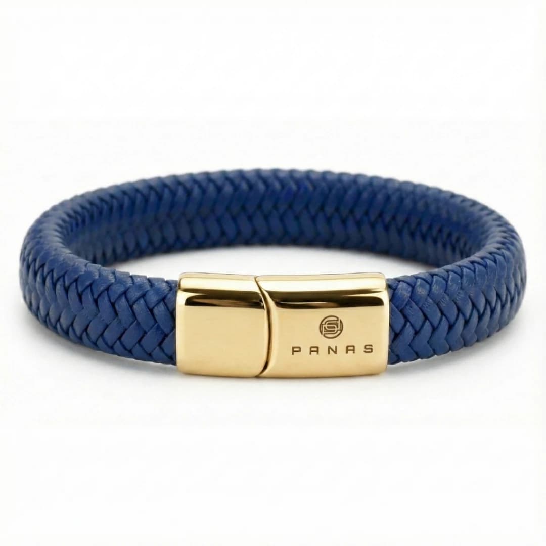 Brazalete de Cuero Azul Imperial