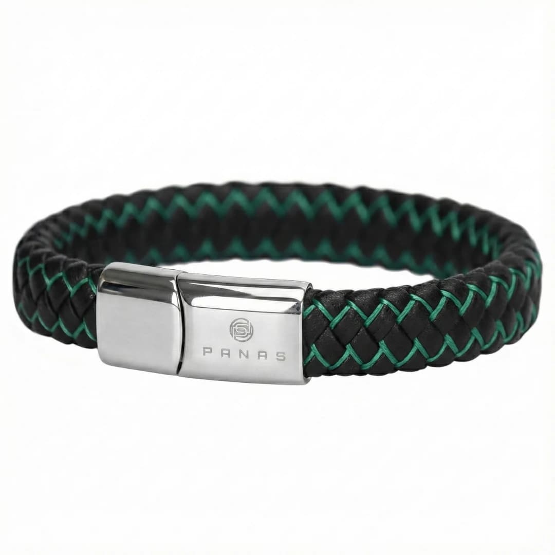 Brazalete de Cuero Pulso Esmeralda