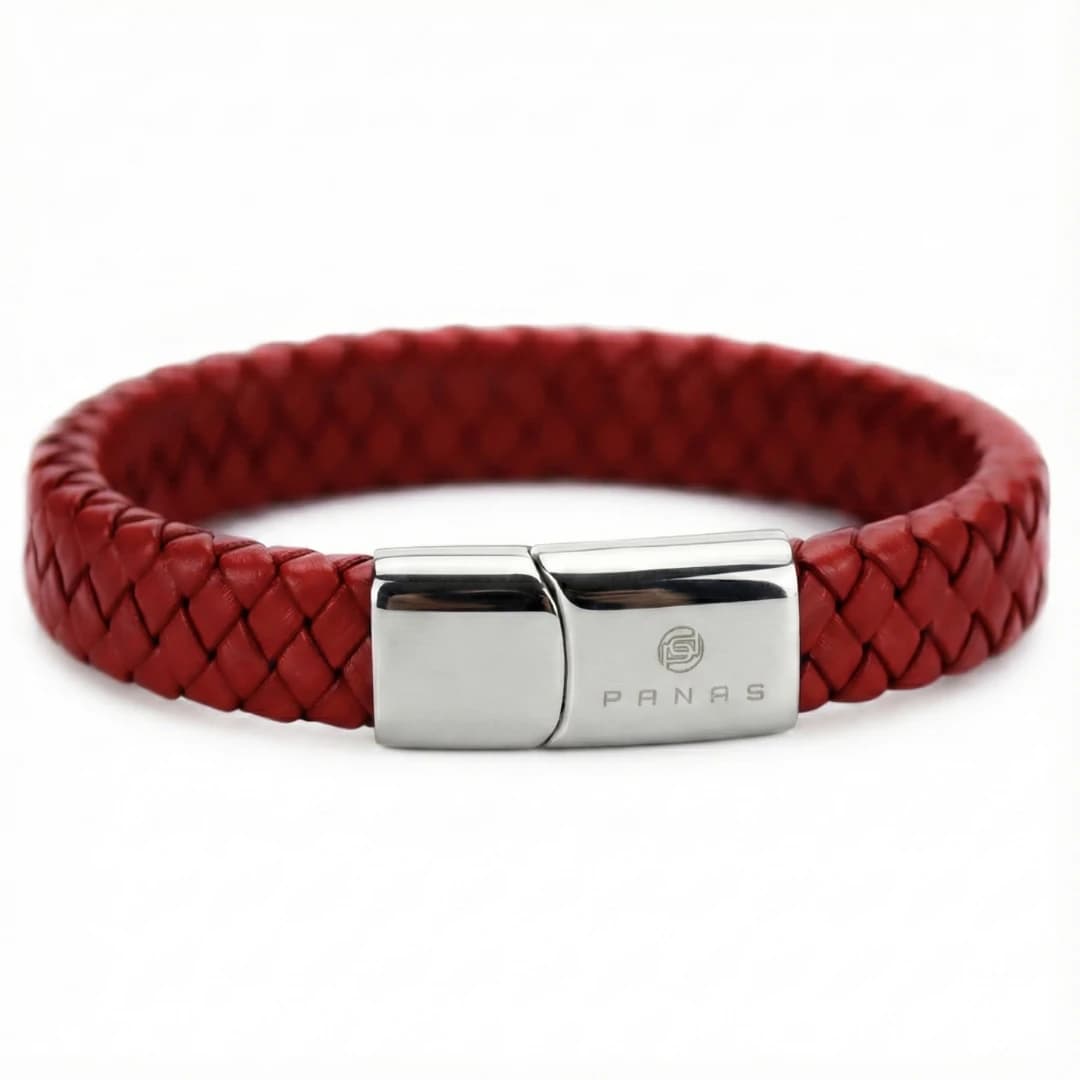 Brazalete de Cuero Rojo Audaz