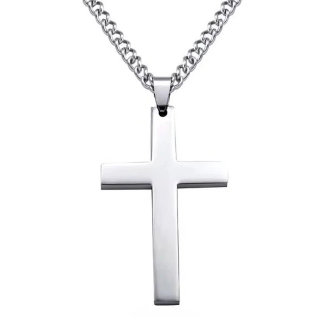 Cadena Cruz Esencial Plateada